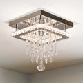 Luxury Minimalist Crystal Ceiling Light Flush Mounted LED Dining Room Lamp Home Decor with Middle Size