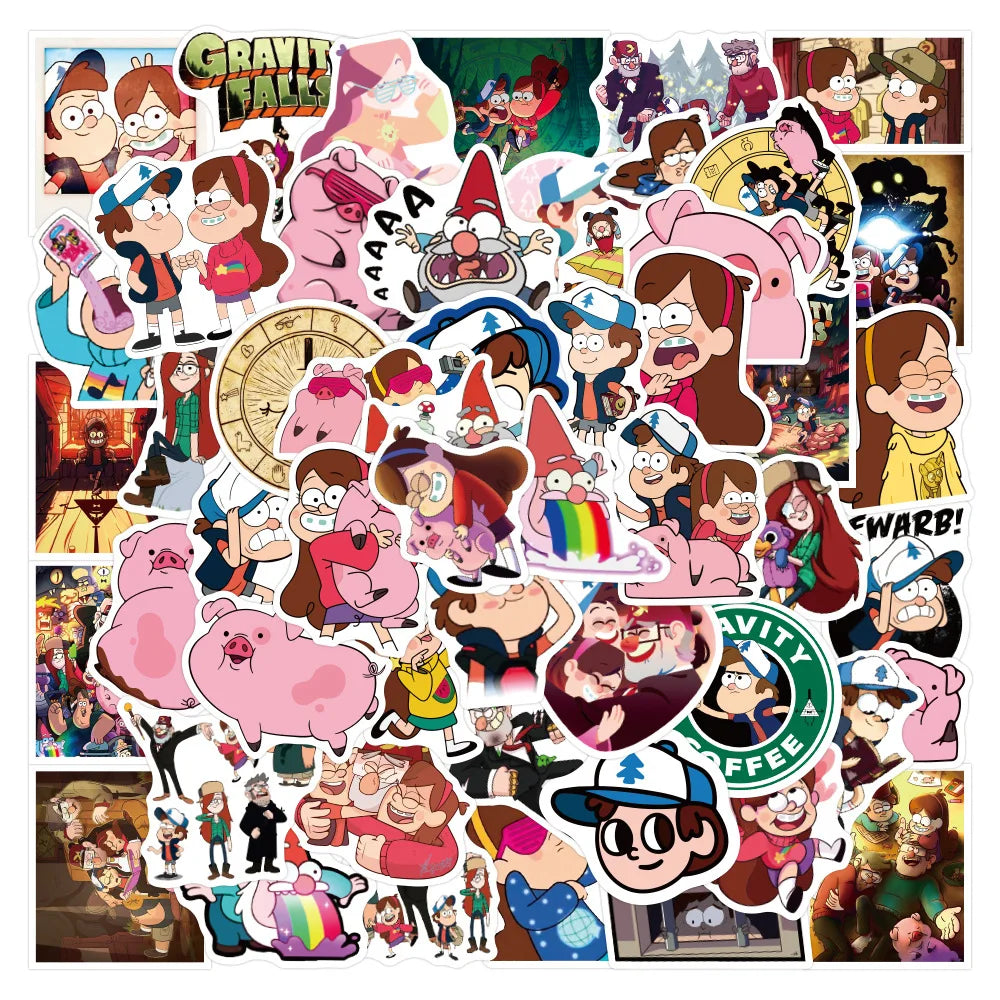 50Pcs Cartoon Gravity Falls Graffiti Stickers for Child Laptop Luggage Notebook Bottle Vinyl Waterproof Custom Label Pack