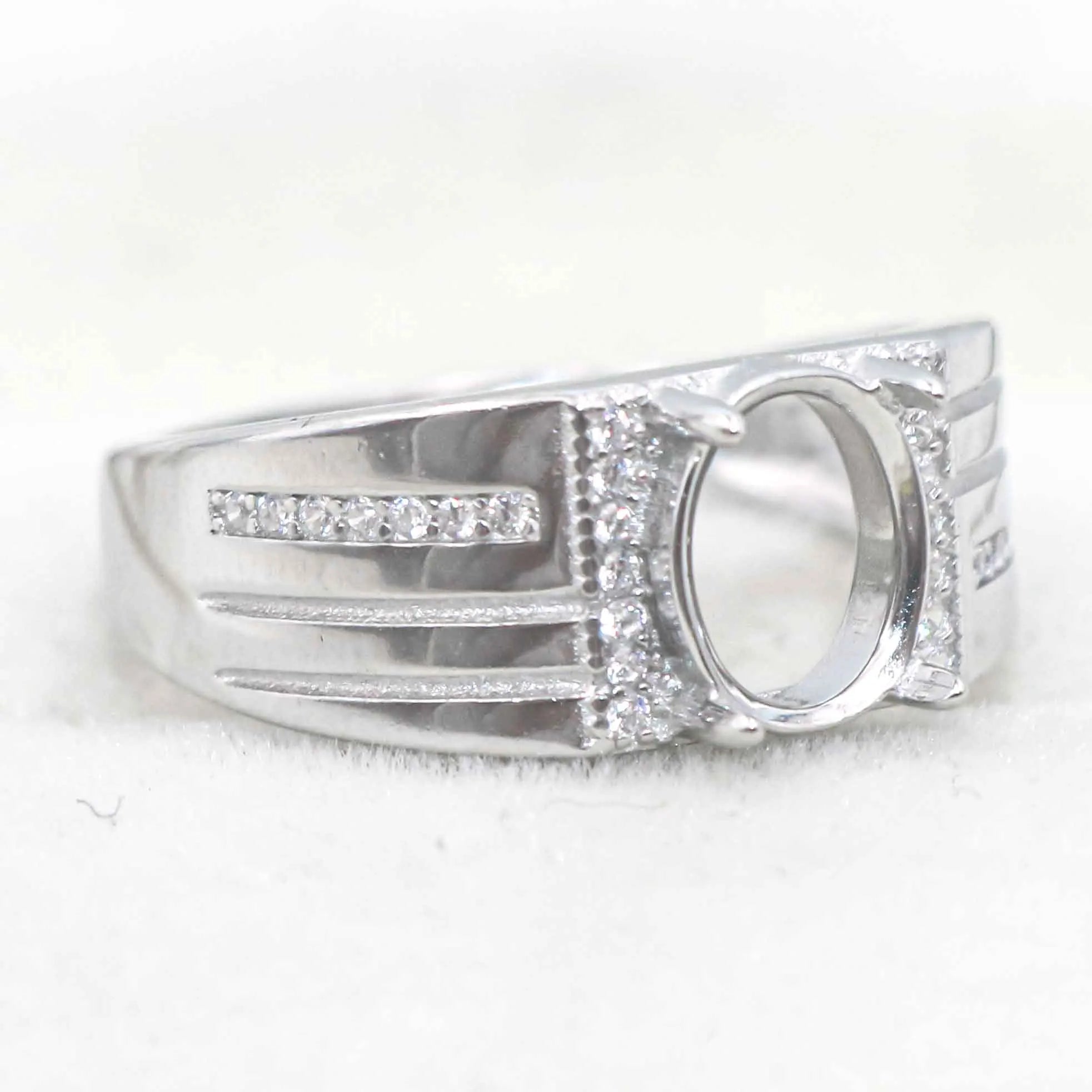 Sterling Silver 7*9mm Semi Mount Men's Ring Frame Empty Blank Claw Setting S925 Base Holder Without Center Stone for DIY Inlay