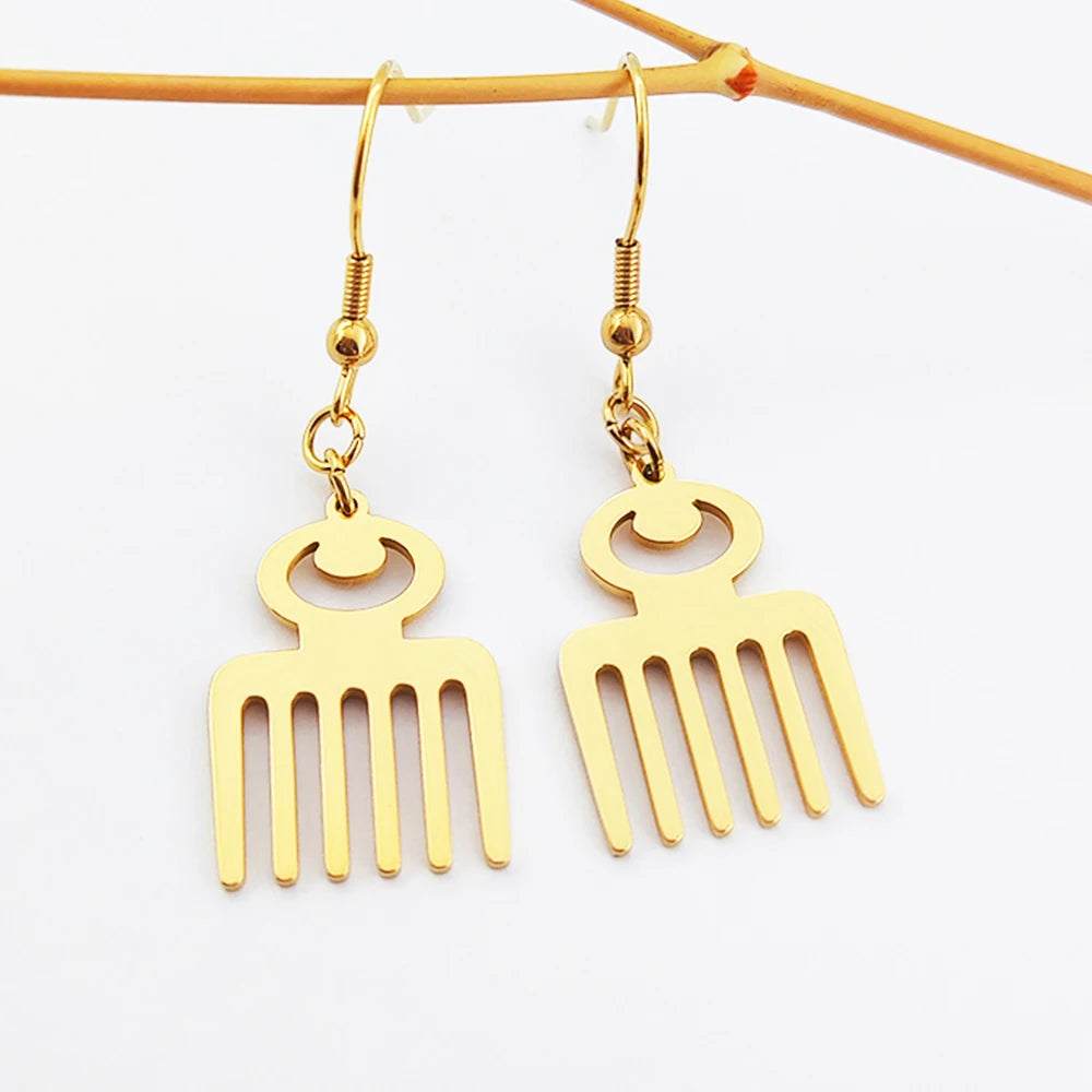 Africa Gold Adinkra Duafe Earrings Ethnic Jewelry Joyeria Acero Inoxidable Bijoux Femme African Cultural Symbol Adinkra Earrings