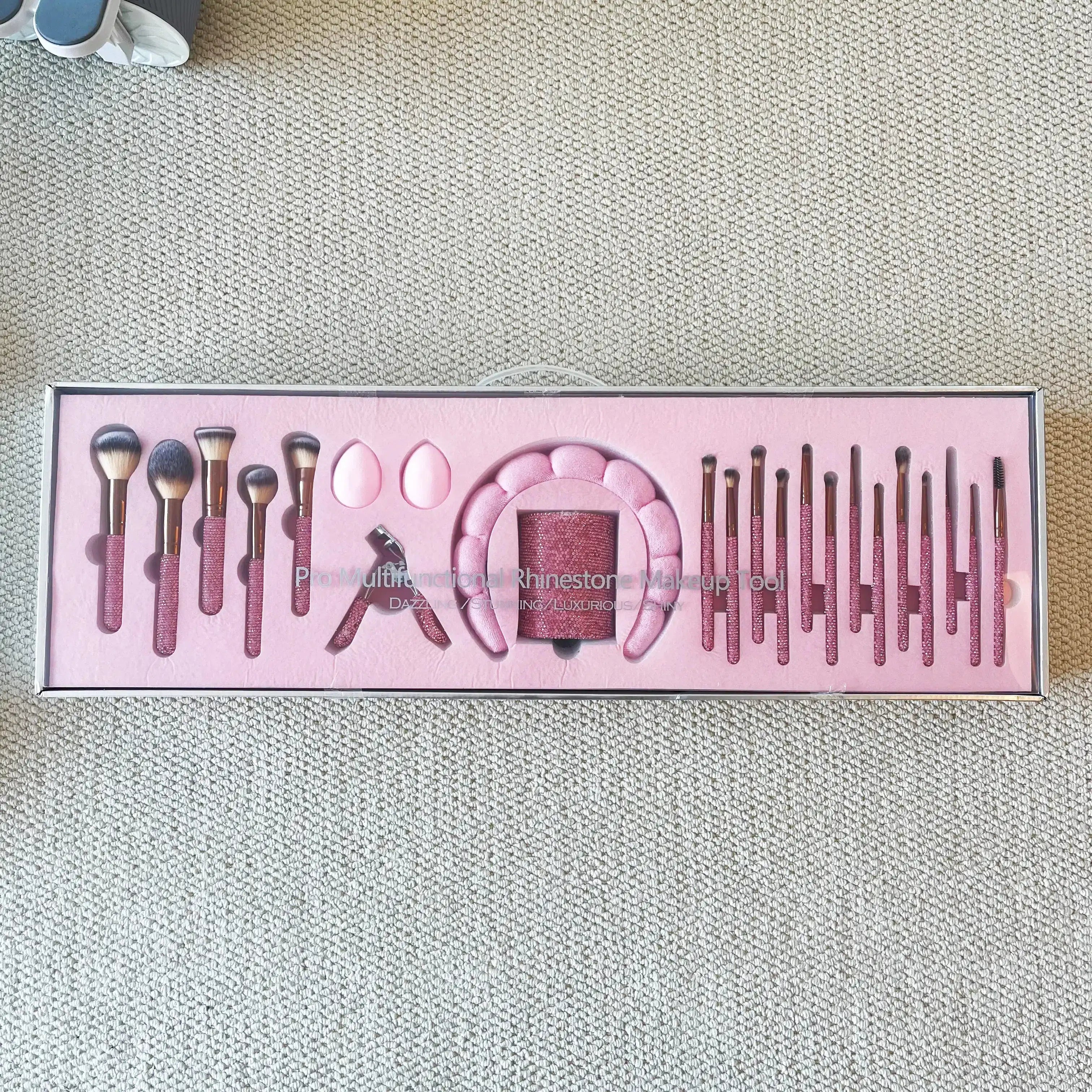 Pro Glitz and Glam Customizable Professional Style Rhinestone Makeup Brushes Used with Shaving Brush Including Gift Box