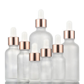 Hot Sale5ml 10ml 20ml 30ml 50ml 100ml pink Rose Gold Glass Matte Essential Oil Dropper Bottle