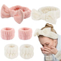 Women's Spa Headband and Wristbands Set Soft Microfiber Facial Spa Hair Wraps Makeup Skincare Bath Headbands Wrist Bands