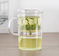 350Ml Drip Free Filter Cup Glass Water Mug With Plastic Tea Infuser Brewer Tea Cup and Tea Saucer