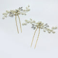 Customized Korean Golden White Alloy Pearls Flower Crystal Hair Pin Girl Luxury Hairpins Bridal Wedding Hair Forks Accessories
