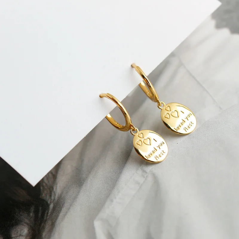 925 Silver Earrings Gold Plating Statement Earrings Silver Funny Pendant Drop Earrings for Women Girl Gift