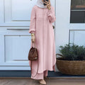 Wholesale Plus Size Islamic Clothing Muslim Women's 2-Piece Set Open Abaya Modest Long Sleeved Shirt and Pants Set