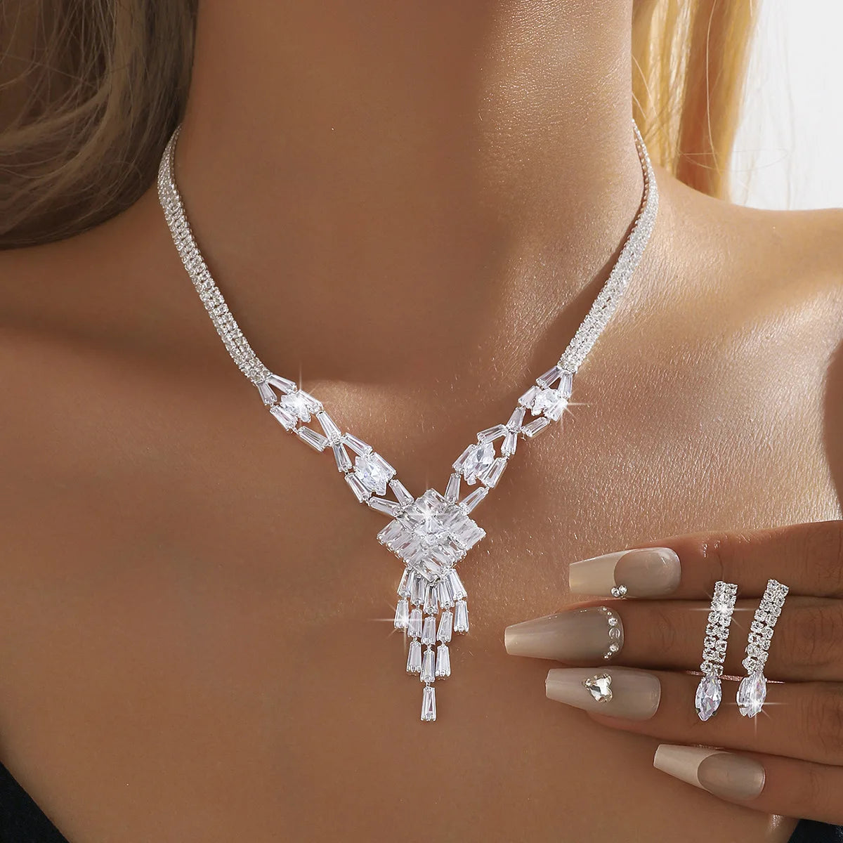 European & American Cross-Border Necklace Set Earring Jewelry Set - Wholesale Accessories for Banquet & Bridal Fashion