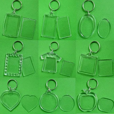 Blank Acrylic Keychains Insert Photo Plastic Keyrings Accessories