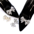 RS112 Removable Crystal Shoe Decorations Accessories for High Heals Sparkling Bow Shaped Rhinestone Diamond Shoe Clips