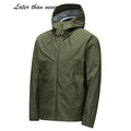Man's 3-Layer Waterproof Rain Jacket Hood Stand Collar Zipper Windproof Outdoor Hard Shell for Sport Hiking Fully Seam Taped