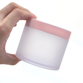 In Stock 250g /8oz Empty Cosmetic Packaging Plastic Container Frosted Cream Jar With Matte Pink White Cap for Lip Scrub Jars