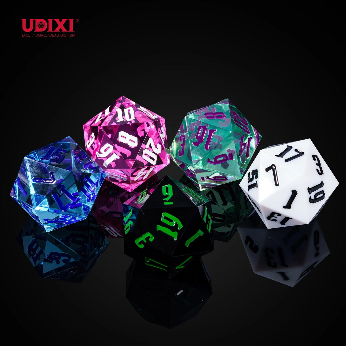 Udixi Plastic Polyhedral Custom logo Rpg Dungeons and Dragons Acrylic Huge 55mm D20 20 Sides Dice