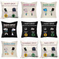 Creative Remote Control and Mobile Phone Storage Pocket Pillowcase Made of Linen and Polyester Printed Sofa Cushion Cover