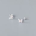 New Fashion Jewelry S925 Sterling Silver Pink Enamel Butterfly Screw Stud Earrings for Women G7829