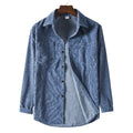 Couduray Long Sleeve Solid Color Thickened Shirt Large Casual Shirt