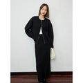 Autumn and Winter Fashion Knitting Suit Zip Round Neck Knit Cardigan High Waist Skirt Knit Two-piece Set for Ladies