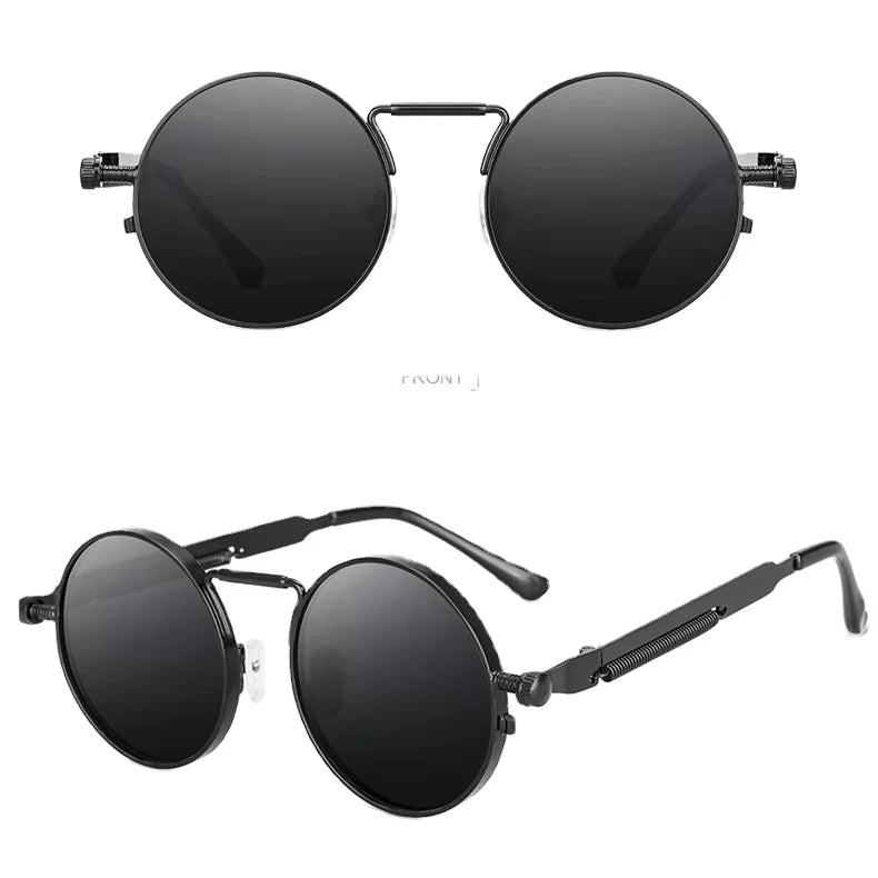 YWLE8478 Unisex Retro Metal Round Women Punk Sun Shades Vintage Steampunk Men Sunglasses MegaBDM