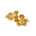 J&D Spring Jewelry 18K PVD Gold Plated Delicate Floral Hoop Earrings Stainless Steel Flower Stud Earring