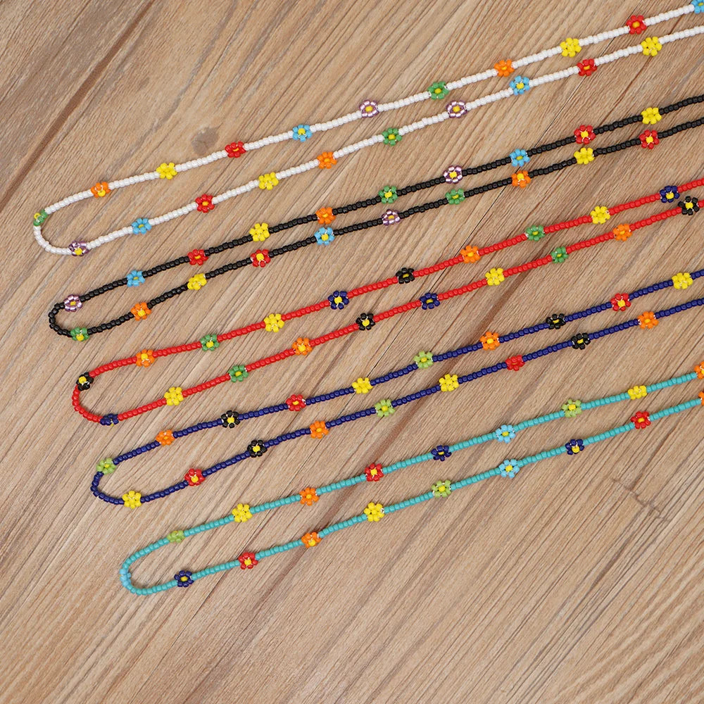 Go2BoHo Handmade Multicolor Miyuki Seed Beaded Sunglasses Chains Daisy Flower Eyewear Accessories for Women Fashion Jewelry