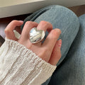 Trendy Women Fine Jewelry Adjustable Sterling Silver Rings Chunky Heart Ring