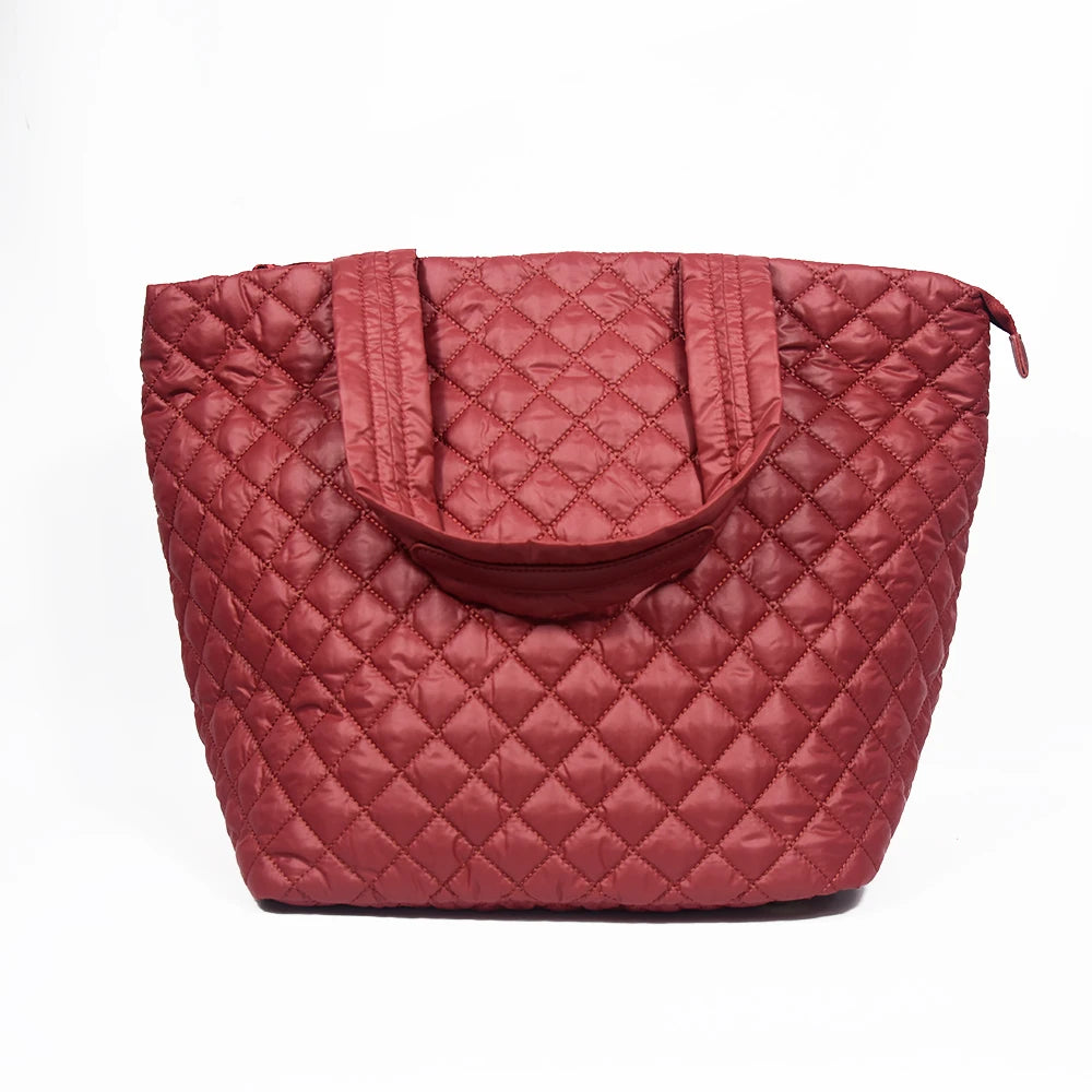 Puffer Tote Bag for Women Quilted Puffy Handbag Lightweight Winter Down Cotton Padded Shoulder Bag Down Padding