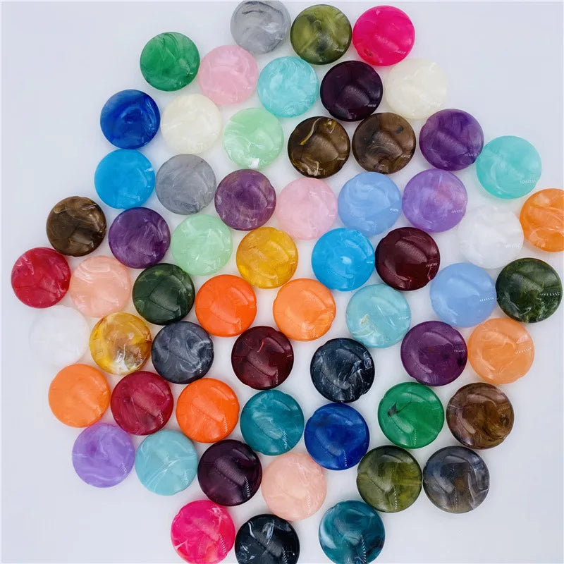 Loose Acrylic Flat Bead Plastic Faux Stone Round Beads for DiyJewelry Makings
