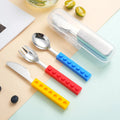 Creative Building Blocks Silicone Handle Stainless Steel Flatware Set Cute Knife Fork Spoon Silverware Children's Cutlery Set