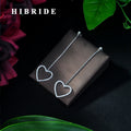 HIBRIDE Cute Big Heart Shape Flower 2019 New Design CZ Crystal Large White Bridal Long Dangle Earrings for Women Wedding E-255