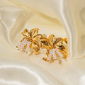 2023 New Arrival Wholesale Fashion Jewelry Gold Pearl Flower Earrings for Women Pearl Stud Flower Gold Stud Earrings Jewelry