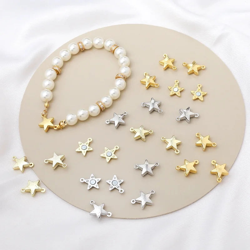 New Design Star Connectors Charm Accessories Alloy Real Gold Plated Five-pointed Star Magnetic Bracelet Magnetic Necklace Clasp