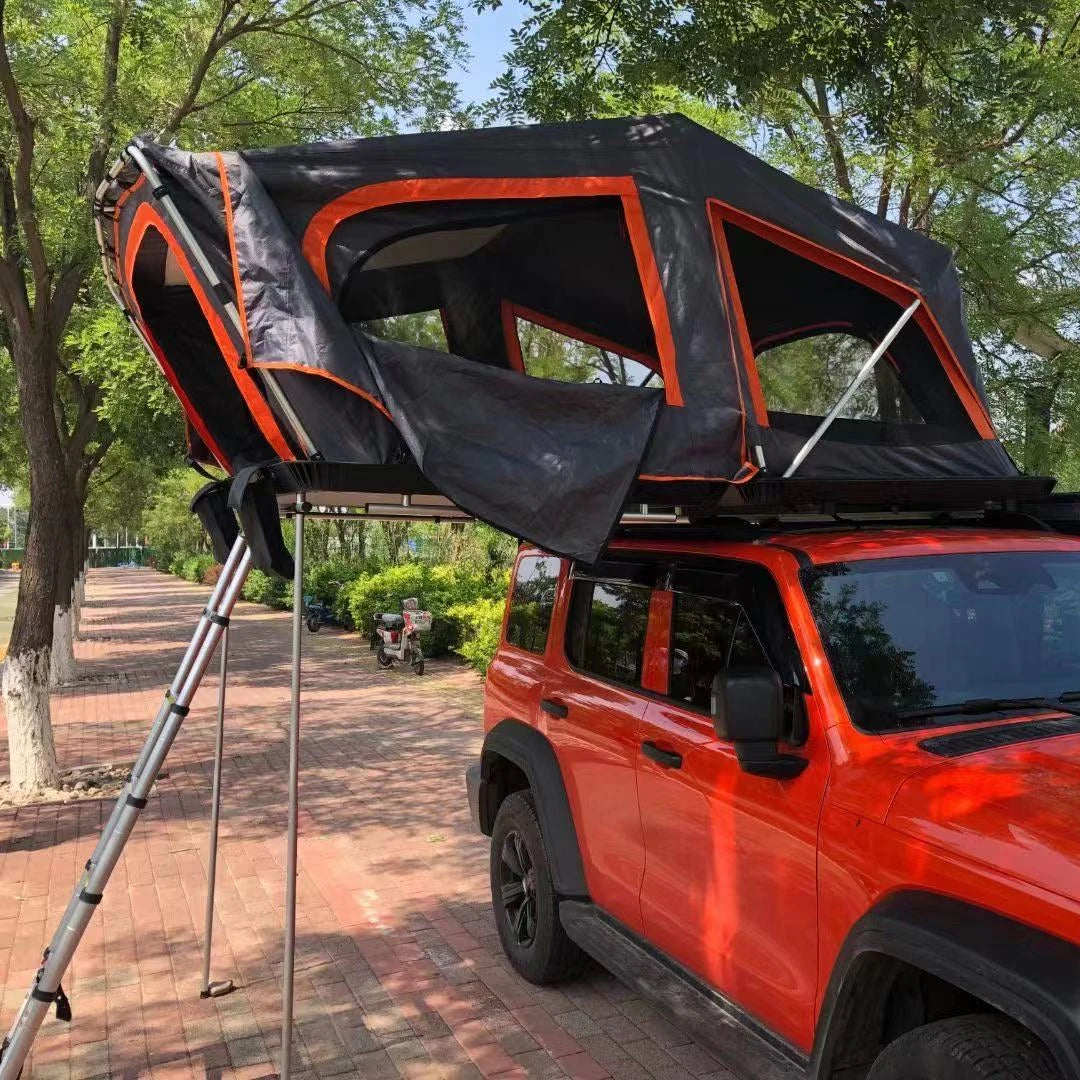 2024 Outdoor Camping Aluminum Car Roof Tents Hard Shell Straight Bracing Type-Off-Road 4-Person Mobile Home