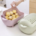 2024 New Double-layer Vegetable Sink Basket Plastic Household Fruit Dish Drain Basket Rice Cleaner Kitchen Drain Basin