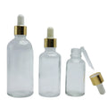 Empty Round 5ml 10ml 20ml 15ml 30ml 50ml 100ml Gold clear Cosmetic Essential Oil Serum Glass Dropper Bottle
