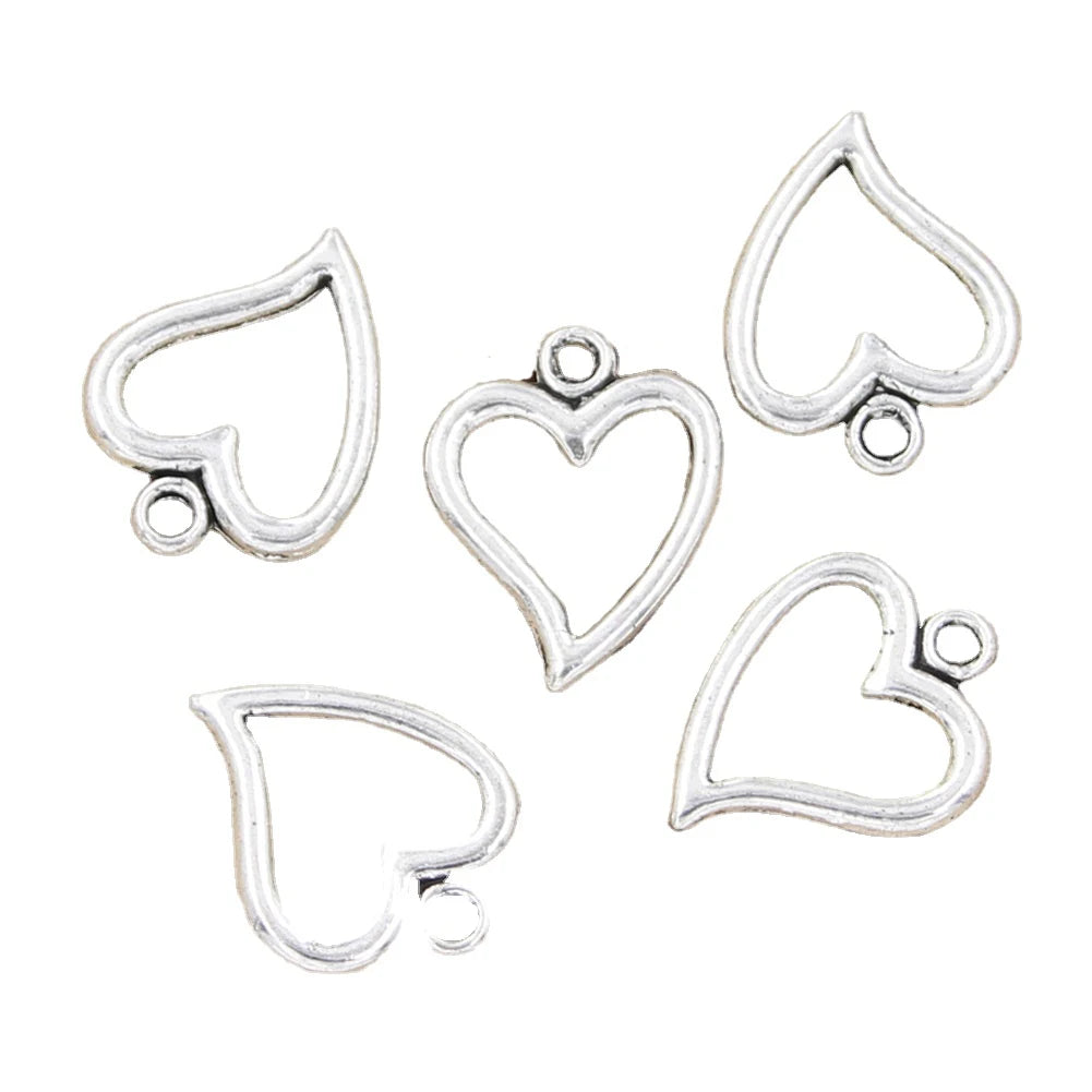 Charms Hollow Heart 18x15mm Handmade Making FitVintage Tibetan Silver Color PendantsDIY for Bracelet Necklace