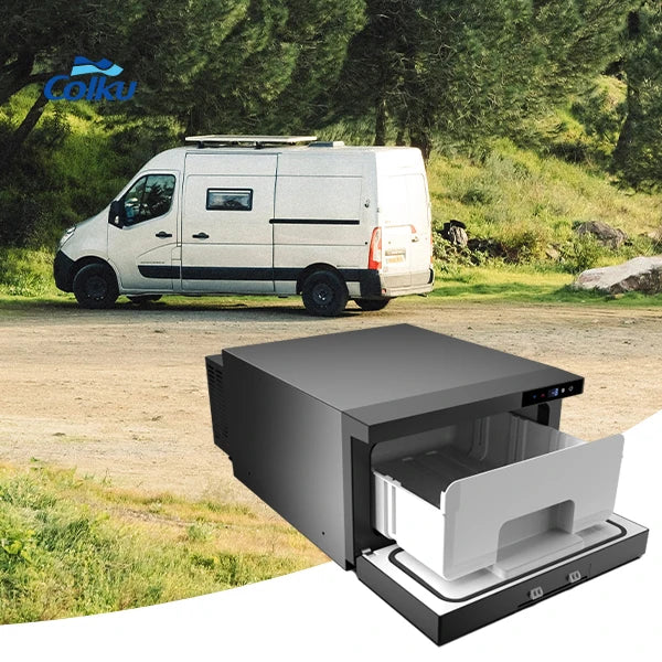 Colku DC28DRG Car Fridge 12V 24V Compressor Refrigerator Drawer 28L Built in Rv Freezer for Motorhome Car Caravan