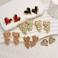 Elegant stainless Steel 18K Gold Plated Pearl and Enamel Bow Earrings for Women Everyday Wear