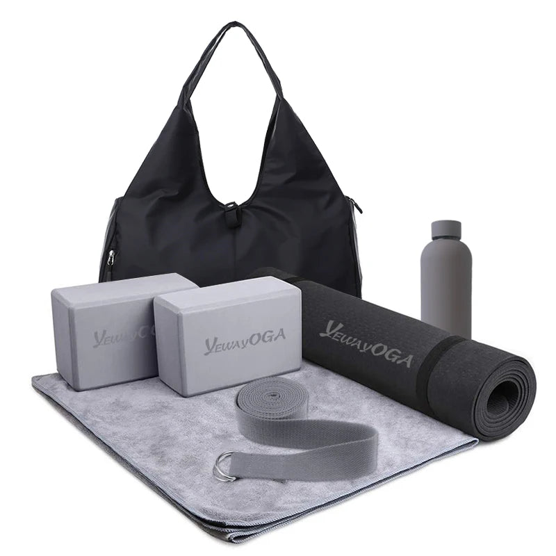 Yewayoga Eco-Friendly Non-Slip TPE/Pu Yoga Set 7-Piece Includes Yoga Mat Bag Blocks & Strap-Sporty Style Custom Colors & Logo