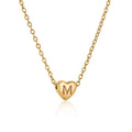 Women Tiny 26 Alphabet Letter Stainless Steel Heart Charm Pendant Necklaces for Gifts