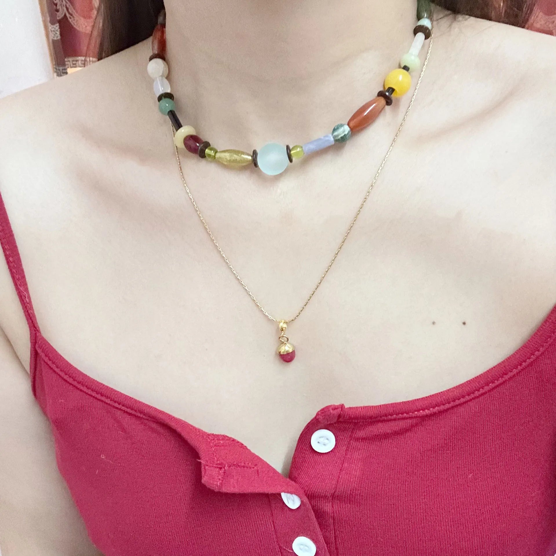 New French Simple Versatile Jade Freely Changeable Pendant 18K Vacuum Plating Fashion Gjg Necklace Jewelry