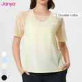Janya Women's Lightweight Breathable Mesh Workout Sports T-Shirt 2Pcs Quick Dry Gym Fitness Top Loose Fit Short Sleeve Yoga