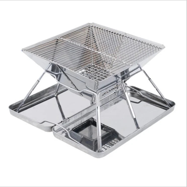 RTSWY-1373 Outdoor Stainless Steel BBQ Grills Portable Camping Grill Folding Rack