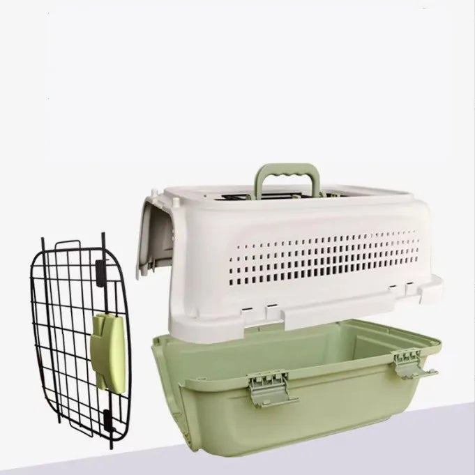 Outdoor Portable Large Luxury Square Classic Eco-Friendly Plastic Pet Carrier with Button Closure for Dog & Cat Travel