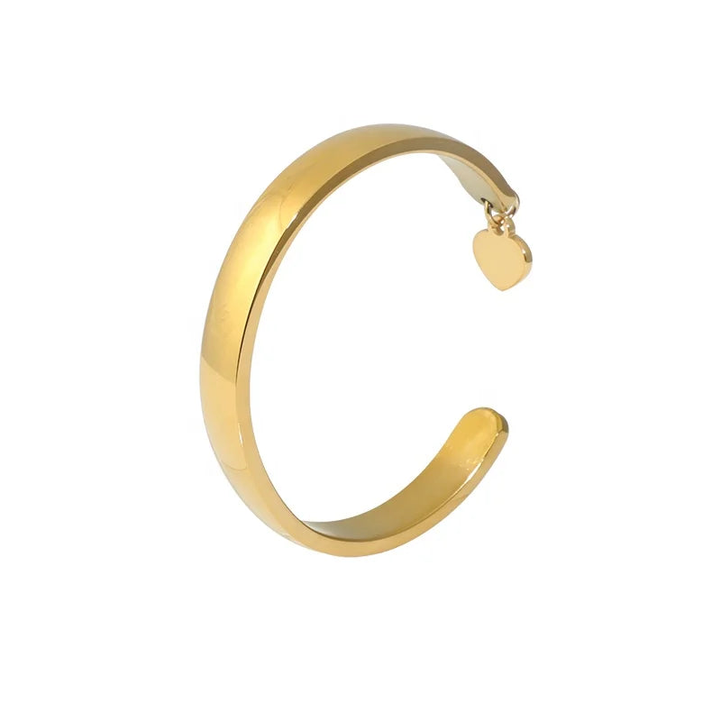 2022 New Stainless Steel Heart Charm Bracelet 18 k Gold Plated Bracelet Glossy Bracelets Women
