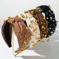 Baroque Elegant Headband Fabric Knot Pearl Metallic Beads Rhinestone Holiday Hair Accessories for Women
