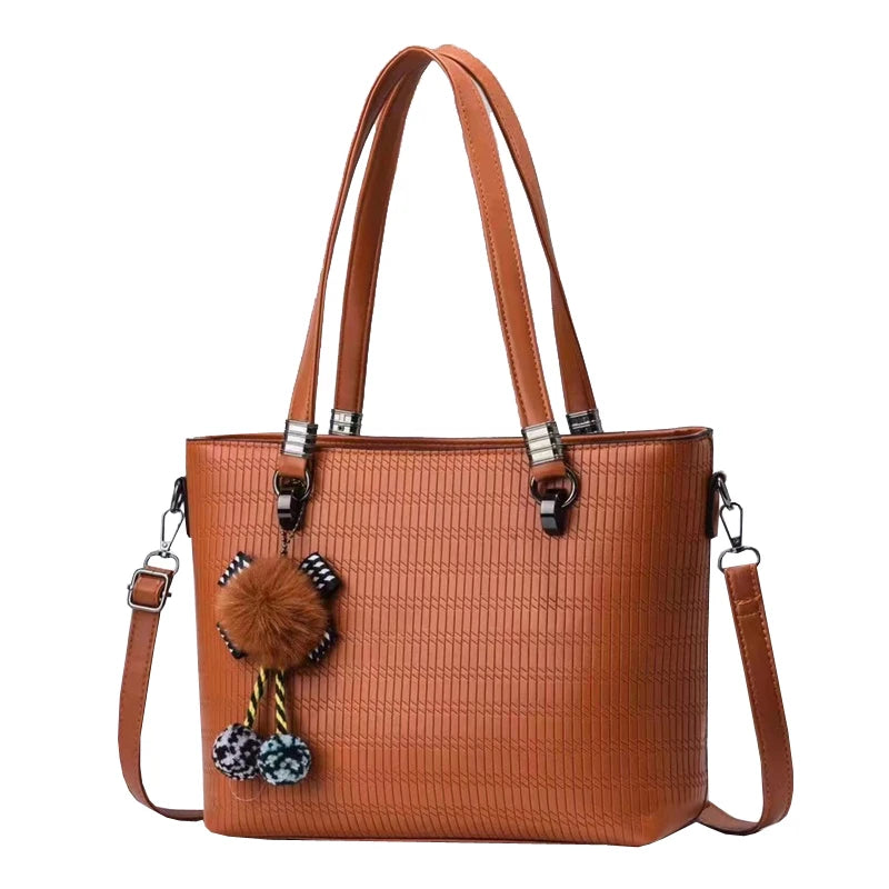 2022 Fashion Women's Bags Fur Ball Pendant Multi Layer Good Storage Handbag Women's Tote Bags