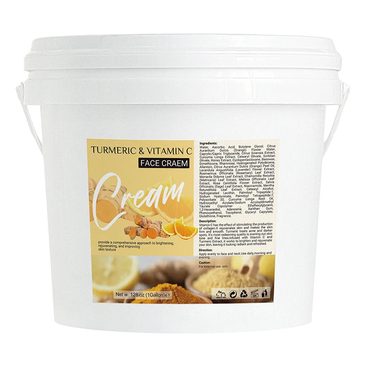 Private Label Organic Facial Cream in Big Bucket Turmeric Vitamin c Gallon Whitening and Anti Acne Face Lotion Cream 3.8kgcream