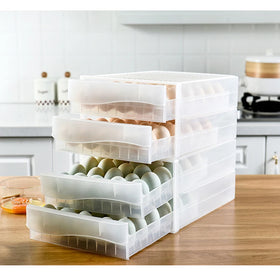 2025 Hot Sale Rectangle PP Transparent Egg Storage Box with 60 Grids Eco-Friendly Durable Multifunction Refrigerator Storage