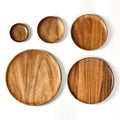 Custom 7.8 in Acacia Wood Black Walnut Europe Design Luxury Tray for Home & Restaurant Elegant Dinnerware Sets for Serving Food
