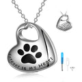 Cremation Jewelry 925 Sterling Silver Engraved Paw Heart Urn Necklace for Ashes
